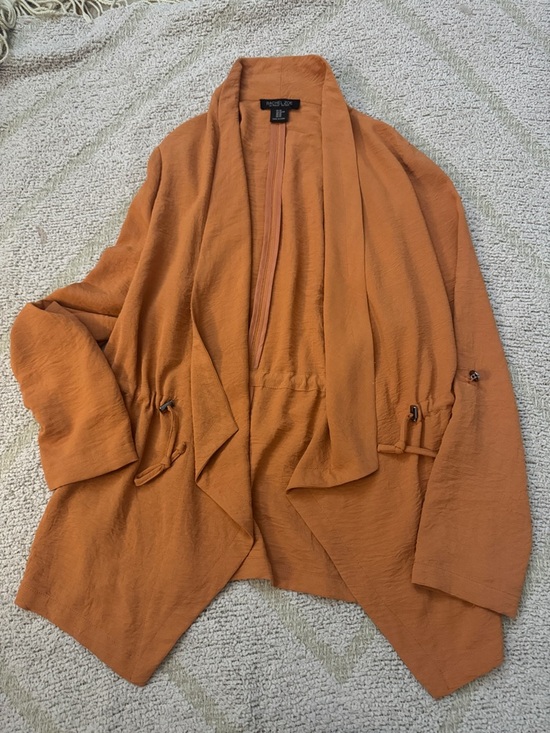 Rachel Zoe Jackets & Blazers - Rachel Zoe Rust Waterfall Jacket XS | Lightweight Drape Front Utility Jacket